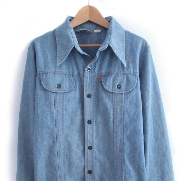 70s Vintage Levi's Mens Panatela Orange Tab Mid-Weight Denim Jacket Blue Tag Size XL (fits like M-L)