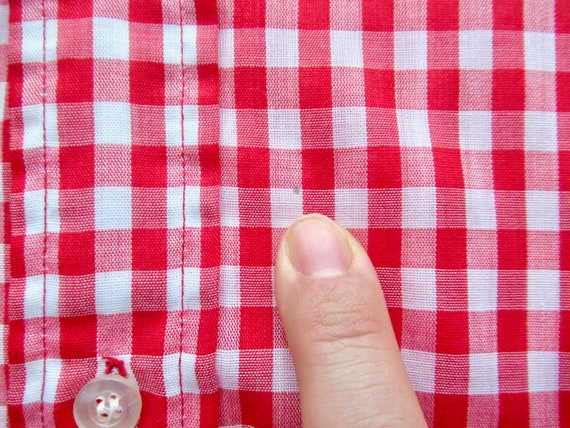 70s Vintage Levi's Mens Button Front Gingham Chec… - image 9