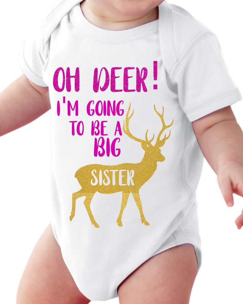 Oh Deer Big Brother or Sister Pregnancy Announcement Baby Bodysuit Sibling