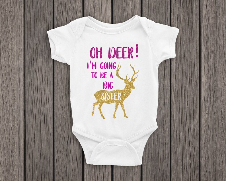 Oh Deer Big Brother or Sister Pregnancy Announcement Baby Bodysuit Sibling
