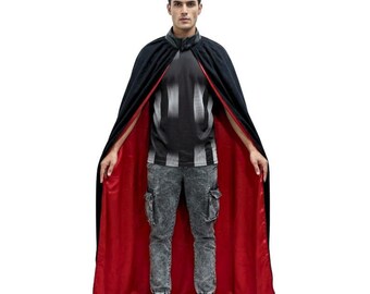 Black & Red High-Collar Cosplay Cape | Gothic Hooded Cloak | Darth Vader-Inspired Sci-Fi Costume | Star Wars-Inspired Cape