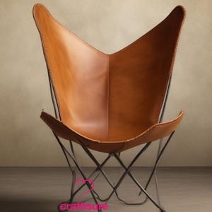 Handcrafted Leather Butterfly Chair: Living Room Accent Chair