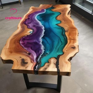 Epoxy Center Couchtisch Top Handgefertigte Möbel, Wohnkultur Epoxy Esstisch Epoxy Harz Live Edge Ocean Flusskarte Strand Themen Tisch