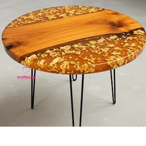 Round Epoxy Coffee Table Top Handmade Ocean River Resin Art