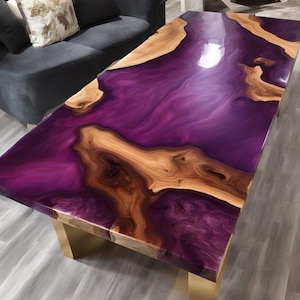 Epoxy Table Top Epoxy Esstisch, Live Edge Epoxy Resin Ocean River Tisch Epoxy Resin Couchtisch Holz Stein Strand Themed Map Blue Table