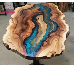 Epoxy Esstisch Top, Harz Live Edge Epoxy Handmade Center Couchtisch Möbel, Epoxy Ocean River Tisch, Strand Themed Map Home Decor