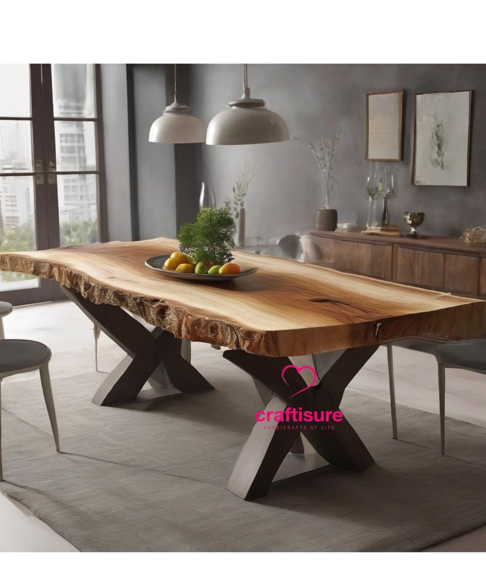 Live Edge Wood Dining Solid Slab Table Top Custom Kitchen Table
