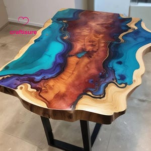 Epoxy Esstisch Top Home Decor Handgemachte Möbel Epoxy Center Couchtisch Epoxy Harz Live Edge Ocean Fluss Karte Strand Themen Tisch