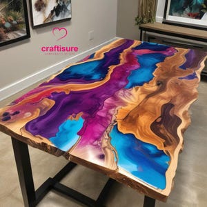 Epoxidharz-Kaffeetischplatte, benutzerdefinierter Esszimmer-Kaffeetisch, Live-Edge-Epoxidharz-Tisch, Harz-Ozean-Fluss-Tisch, Holzstein-Strand thematischer Kartentisch