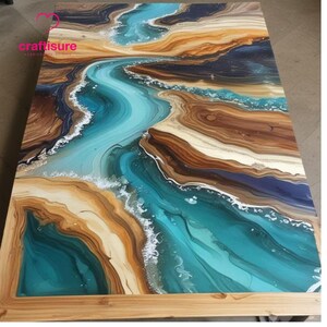 Epoxy Center Kaffee Ozean Fluss Karte Tisch, Harz Live Edge Epoxy Strand Themed Table Handgefertigte Möbel, Epoxy Esstisch Top, Home Decor