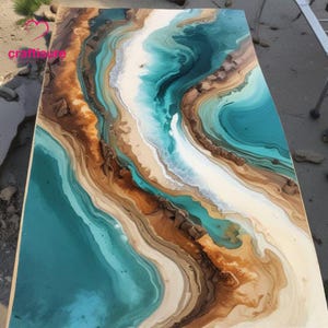 Epoxy Center Kaffee Ozean Fluss Tisch, Harz Live Edge Epoxy Strand Themed Map Tisch handgemachte Möbel, Epoxy Esstisch Top, Wohnkultur
