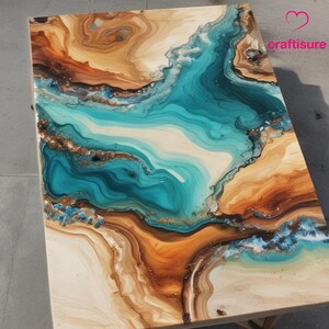 Epoxy Kaffee Ocean River Map Center Tischplatte Handgemachte Möbel, Wohnkultur Epoxy Esstisch Epoxy Resin Live Edge Beach Themed Table