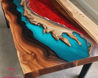 Handmade Epoxy River Dining Table: Live Edge Resin Coffee Table