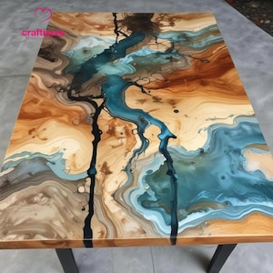 Epoxy Center Couchtisch Handgefertigte Möbel, Epoxy Esstisch Top, Harz Live Edge Epoxy Ocean River Tisch Strand Themed Map Home Decor