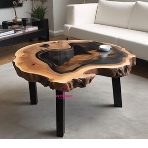 Epoxy Couchtisch mit schwarzer Farbe Harz Epoxy Center Live Edge Tisch, handgefertigte Möbel, Wohnkultur Map Themed