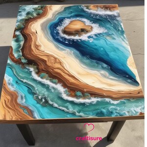 Epoxy Couchtisch Top handgefertigte Möbel, Epoxy Esstisch, Resin Live Edge Epoxy Ocean River Tisch Strand Themed Map Home Decor