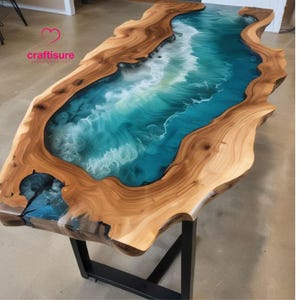 Benutzerdefinierte Epoxy Center Couchtisch Platte Ozean Fluss Karte Handgefertigte Möbel, Wohnkultur Epoxy Esstisch Harz Live Edge Strand Themed Tisch