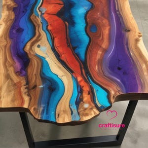 Epoxidharz Esstisch Top, Epoxid Couchtisch, Benutzerdefinierte Live Edge Ocean River Tisch, Holz Stein Strand Themed Map Regenbogen Tisch
