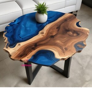 Epoxy Couchtisch Top handgefertigte Möbel, Harz Epoxy Center Live Edge Tisch, Ocean River Home Decor Map Themed