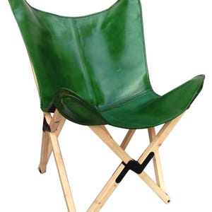 Handcrafted Leather Butterfly Chair: Living Room Accent Chair
