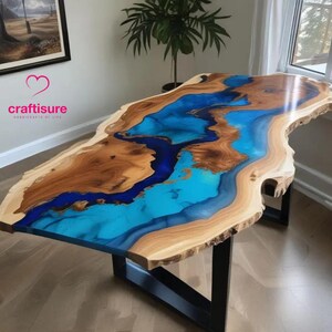 Epoxy Esstisch Top Handmade Möbel Wohnkultur Epoxy Center Couchtisch Epoxy Harz Live Edge Ocean Fluss Karte Strand Themen Tisch