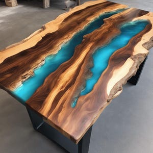 Epoxy Center Couchtisch Top, Epoxy Esstisch Handgefertigte Möbel, Harz Live Edge Epoxy Ocean River Tisch Strand Themed Map Home Decor