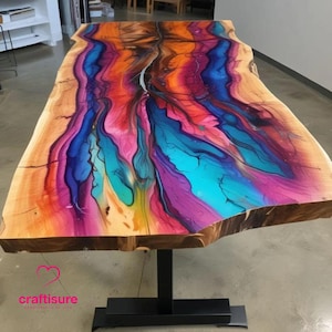 Epoxy handgemachte Esstisch Top, Epoxy Center Couchtisch, Resin Live Edge Möbel, Epoxy Ocean River Tisch, Strand Themed Map Home Decor