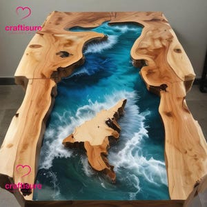 Epoxy Esstisch Top Handgefertigte Möbel, Harz Epoxy Center Live Edge Couchtisch Top, Ocean River Wohnkultur Karte Strand Themen Tisch