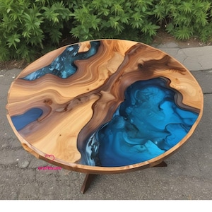 Epoxy Couchtisch Top handgefertigte Möbel, Harz Epoxy Center Live Edge Tisch, Ocean River Home Decor Map Themed