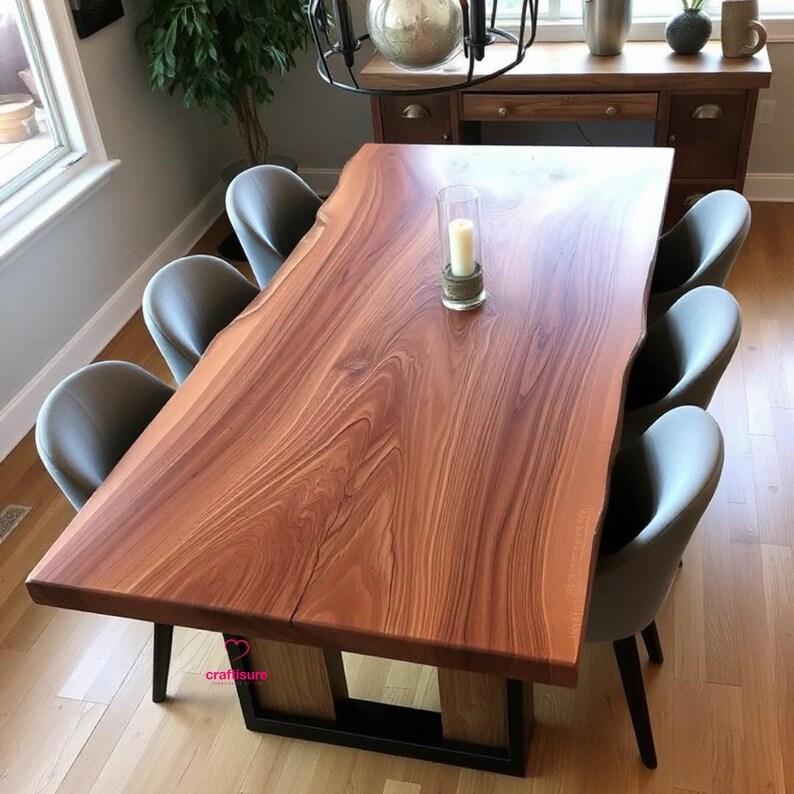 Live Edge Acacia Wood Dining Table: Handmade Rustic Kitchen Furniture ...