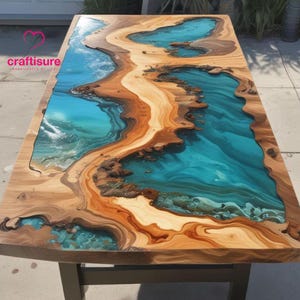 Epoxy Ocean River Map Center Couchtisch Top Handgefertigte Möbel, Wohnkultur Epoxy Resin Live Edge Beach Themed Table, Epoxy Esstisch