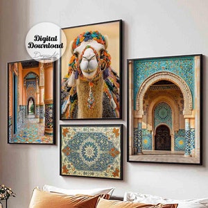 Moroccan Art Set of 4 printable wall art,Morocco Photography gallery wall set,Oriental home decor,Islamic Architecture, digital art download