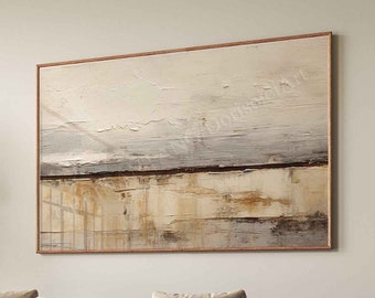 Large Abstract Landscape Art Print, Beige Nordic Decor (Digital Download)