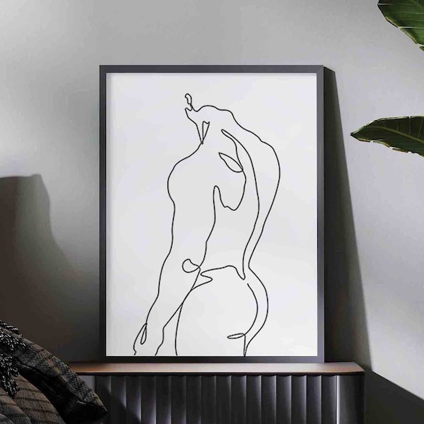 Naked male-a©BEINANTANG/DorisciciArt,Abstract man body art,line art man,Male Nude sketch,Minimalist print,man nude art,modern print