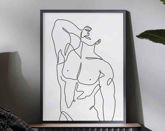 Abstract man body one line drawing art,gay art,Minimalist male Line Art,modern prints