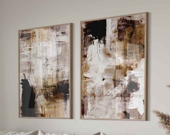 Set of 2 Prints, Abstract acrylic painting wall art Set,Contemporary Neutral Wall Art,Instant download wall art,Large wall art prints