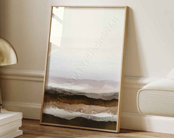 Abstract Coastal Landscape Art Print: Nordic Minimalist Decor (Digital Download).