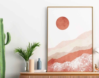 boho sunrise©BEINANTANG.SunSet Print,Mid Century Modern Art ,Geometric wall art,Scandinavian art,Abstract Landscape Printable Wall Art ,