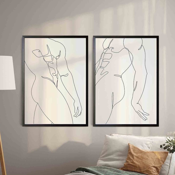 Abstract Male minimalist Line Art Print Set (Digital Download)
