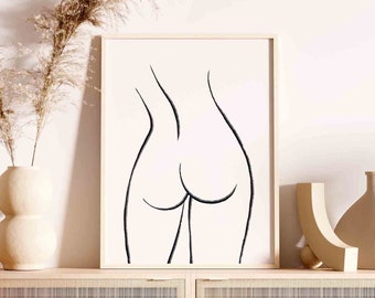 Lámina artística abstracta de una mujer dibujando líneas, estilo minimalista (descarga digital)