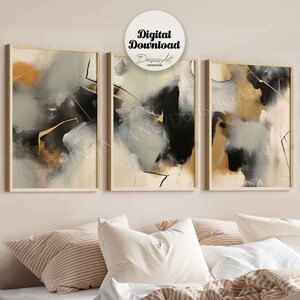 Abstract printable wall art set of 3,Neutral Abstract acrylic painting,Modern Gallery wall Set,Minimalist art print,digital art download.