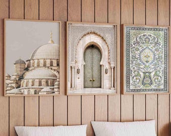 Sage Green Moroccan Wall Art Set: Islamic home decor Printable (Digital Download)
