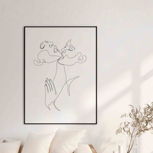 Be with you-C©BEINANTANG.Abstract Kuss druckbare Linie Kunst,Lesbian one line painting,female Naked Print,Minimalist art print,LGBTQ line art.