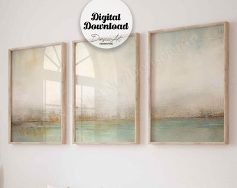 Abstract landscape painting,Abstract neutral scenery wall art,Sage green Coastal Gallery wall Set,Minimal art Printable,digital art download