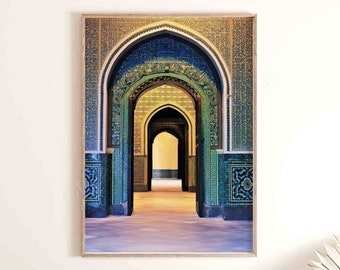 Blue Morocco printable wall art, Islamic Architecture Wall decor,Boho Moroccan Door home decor,digital art download.