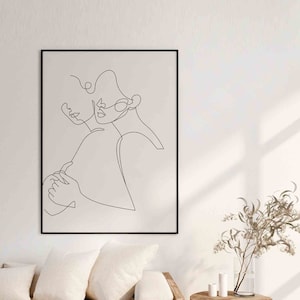 Abstrakte Lesben druckbare Linie Kunst, Lesbische Art Print One Line Zeichnung, Nackte Druck, minimalistische Kunstdruck, LGBTQ Linie Kunst, Schlafzimmer Wandkunst
