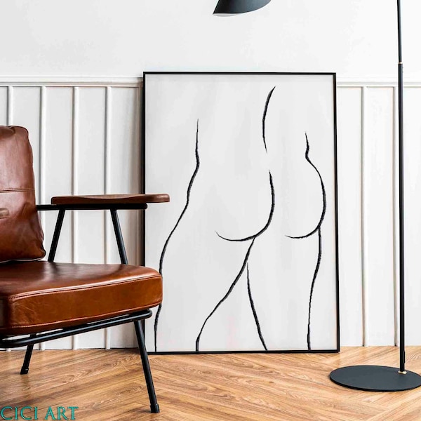 Abstract Male Body Line Art Print, Minimalist line drawing (Digital Download)