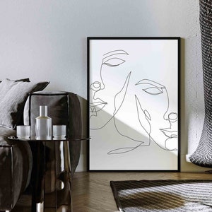 Arte lineal gay imprimible, impresión de arte minimalista masculino, arte lineal gay, dibujo de una línea de hombre, arte de pared LGBTQ minimalista, decoración de pared de dormitorio