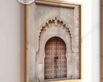 Impresión de puerta marroquí, arte mural de arquitectura islámica (descarga digital)