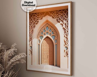 Lámina de puerta marroquí, arquitectura islámica, decoración de pared bohemia (descarga digital)